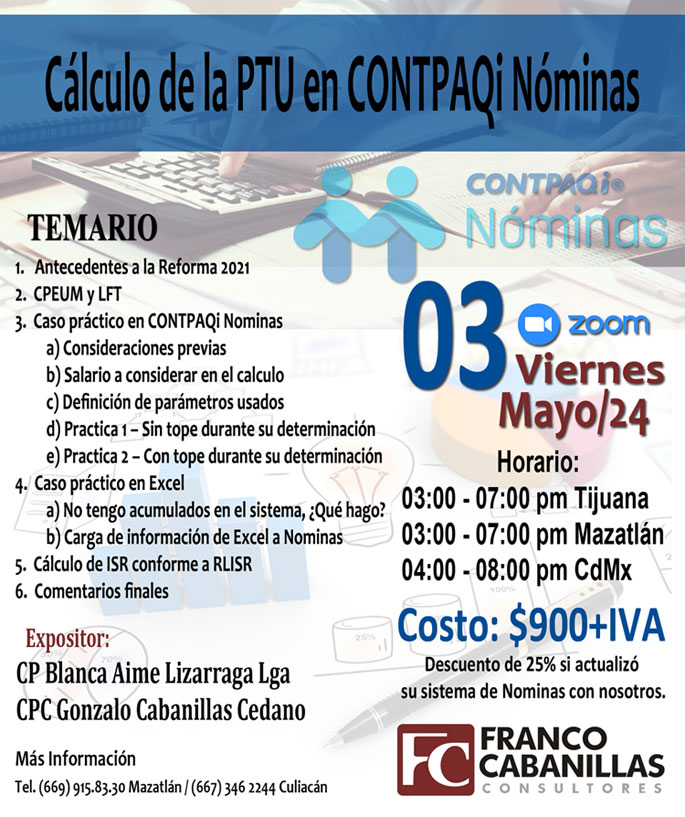 Cálculo de la PTU en CONTPAQi Nóminas