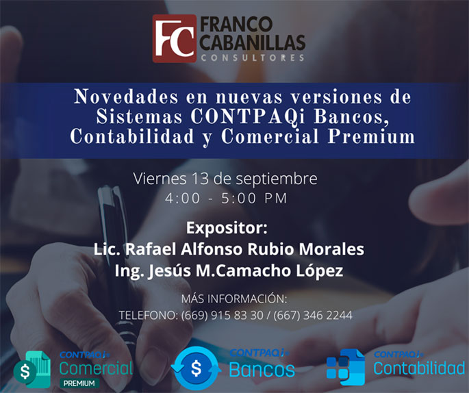 Novedades en nuevas versiones de Sistemas de CONTPAQi Bancos, Contabilidad, y Comercial Premium
